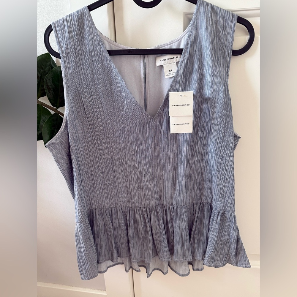 Club Monaco Bow Back Peplum Top - Size S - NWT